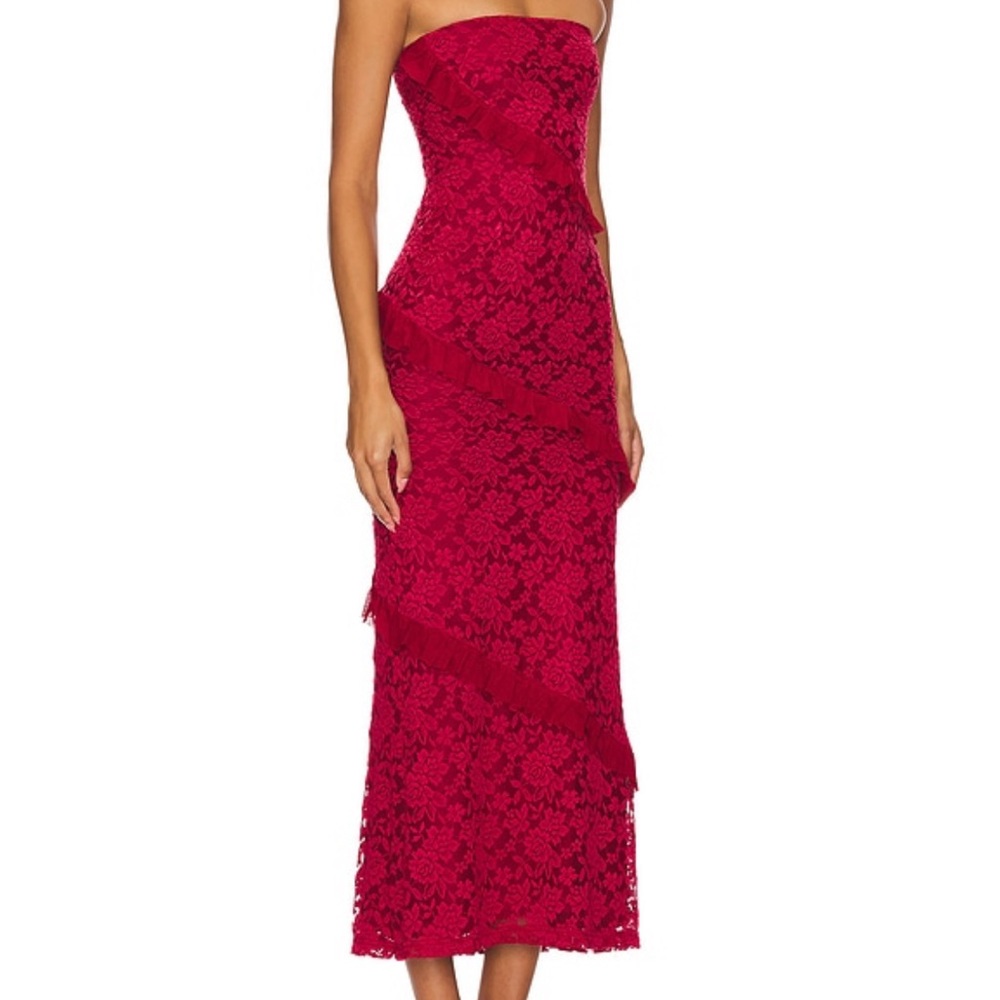 REVOLVE Red Lace Maxi Dress